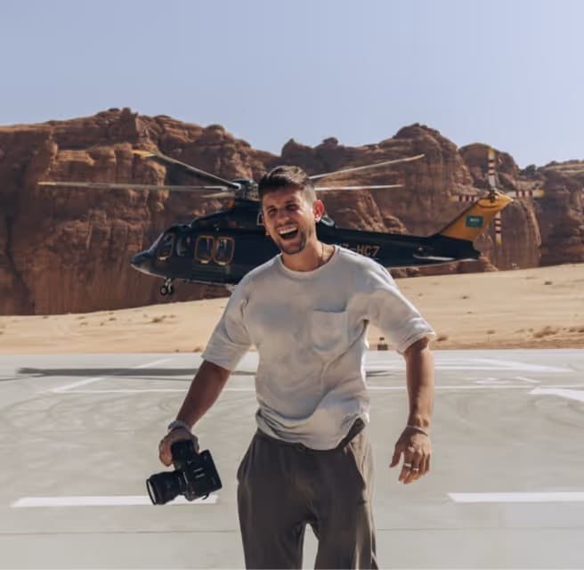 After LCA: Christian with camera and helicopter