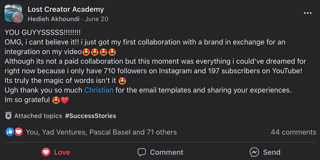 LCA community testimonial